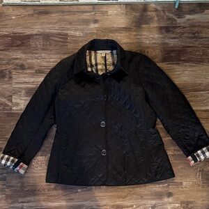 Burberry Black Quilted Utility Jacket with Check Lining